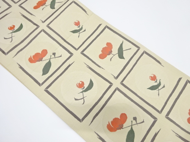 JAPANESE KIMONO / VINTAGE FUKURO OBI / SILK / WOVEN FLOWER